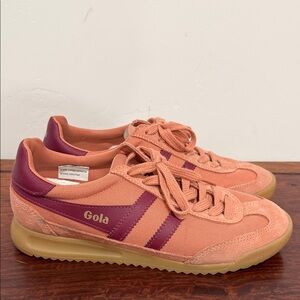 New Gola Women's Tornado sneakers in a terracotta and burgundy- 7.5